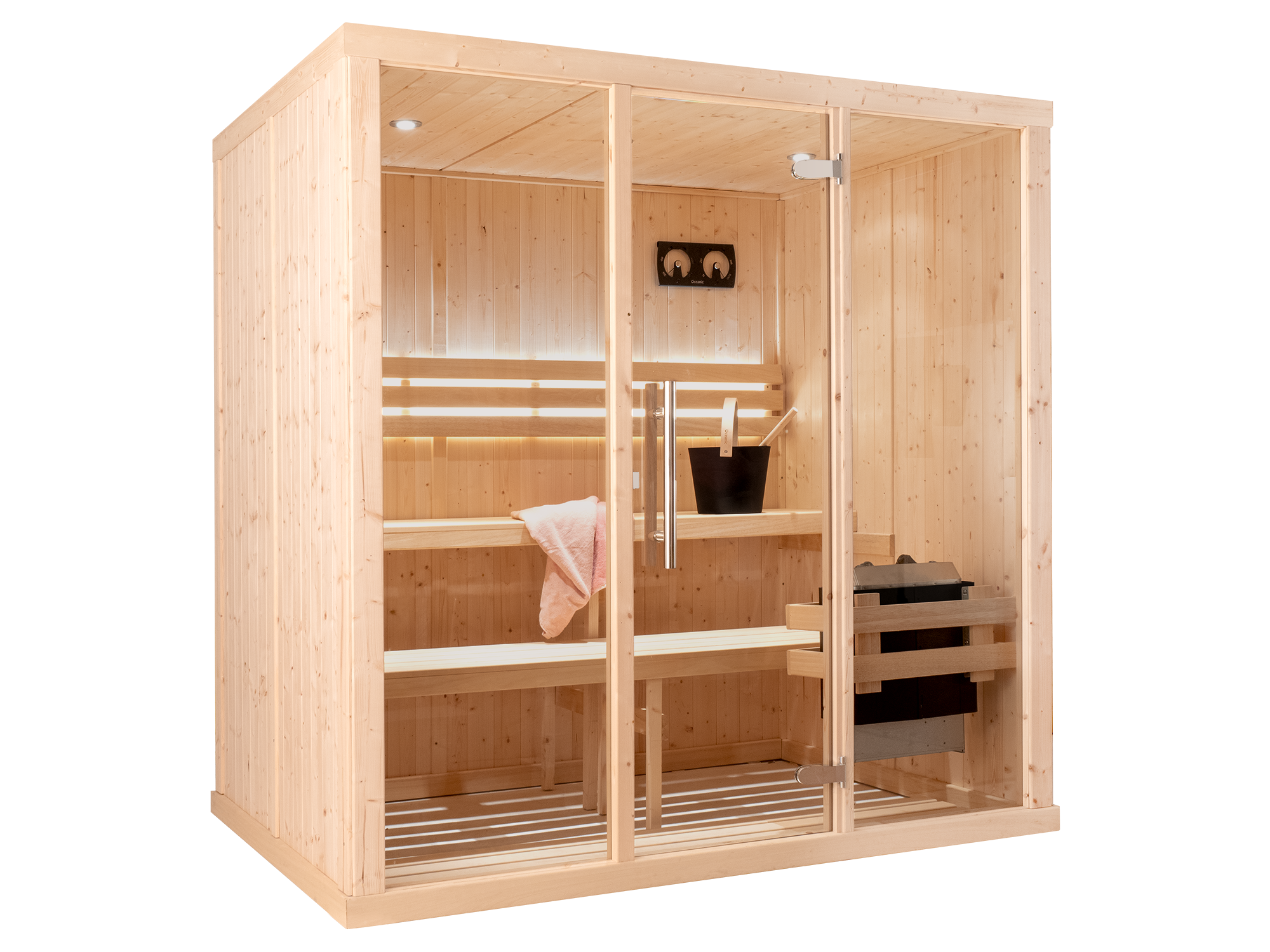 Saunarium na cabine de sauna envidraçada (Modelos B e C)